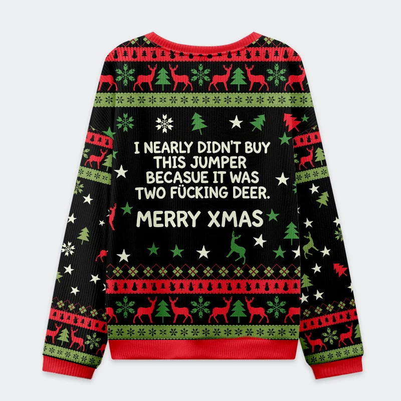 Tokyo-Tiger Deer Whispering To Each Other Christmas Ugly Sweatshirt