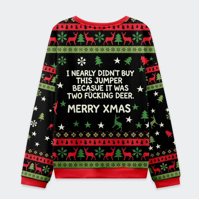 Tokyo-Tiger Deer Whispering To Each Other Christmas Ugly Sweatshirt