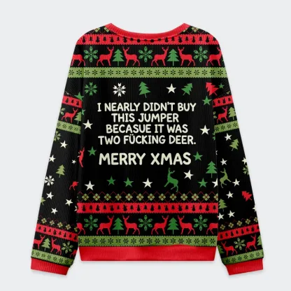 Tokyo-Tiger Deer Whispering To Each Other Christmas Ugly Sweatshirt