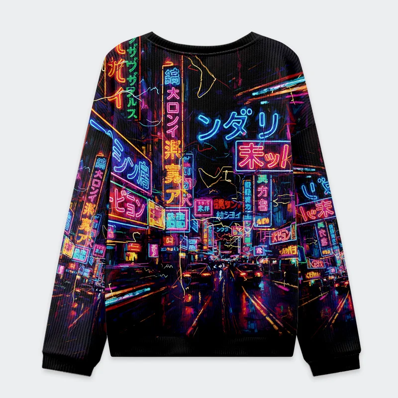 Tokyo-Tiger Japanese Street Scene Christmas Ugly Sweatshirt