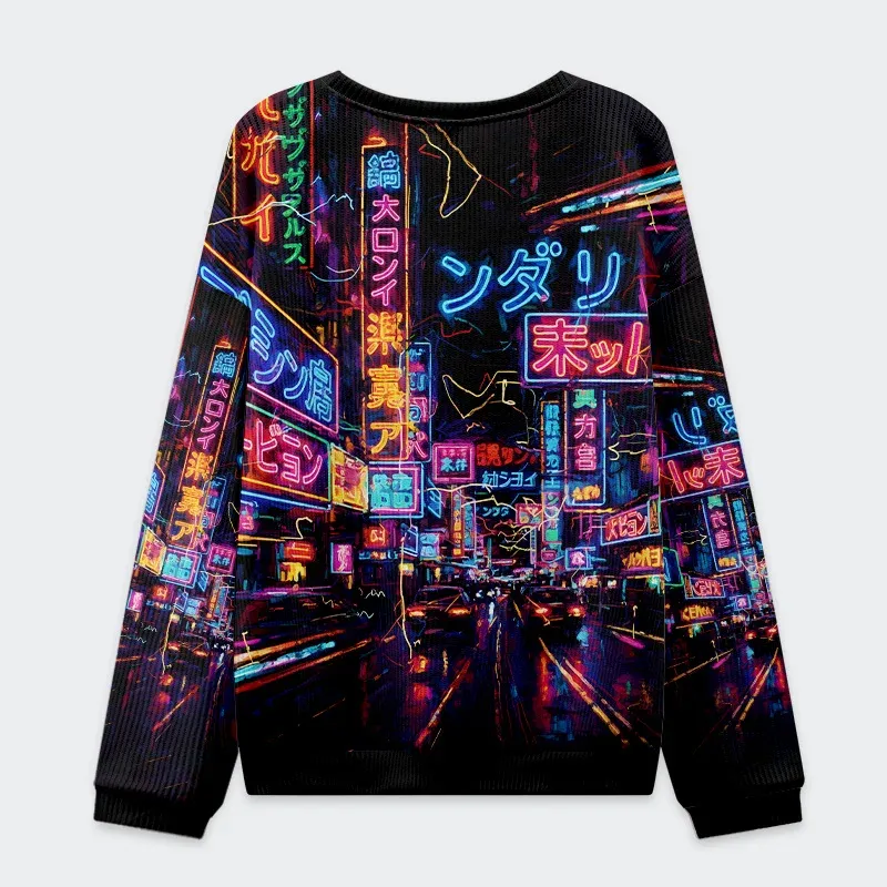 Tokyo-Tiger Japanese Street Scene Christmas Ugly Sweatshirt