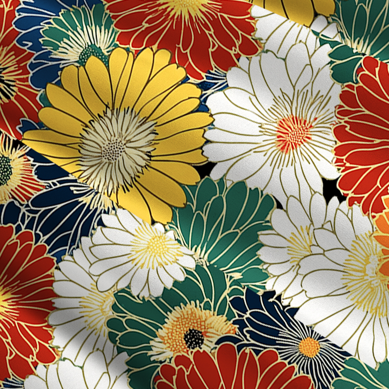 Tokyo-Tiger Colorful Chrysanthemums Maxi Skirt