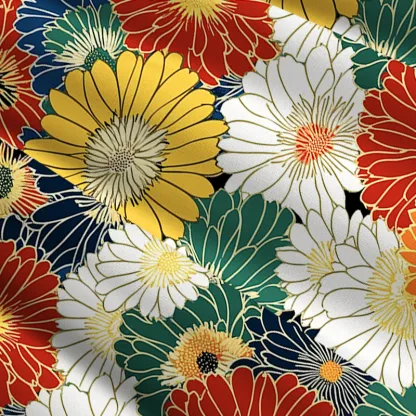 Tokyo-Tiger Colorful Chrysanthemums Maxi Skirt