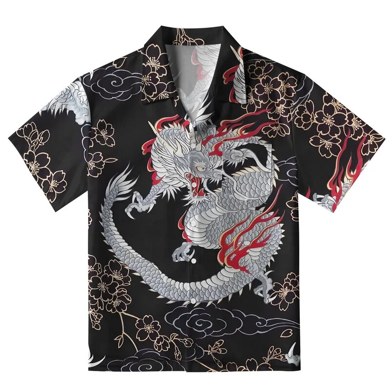 Tokyo-Tiger Sakura And Dragon Hawaiian Shirt