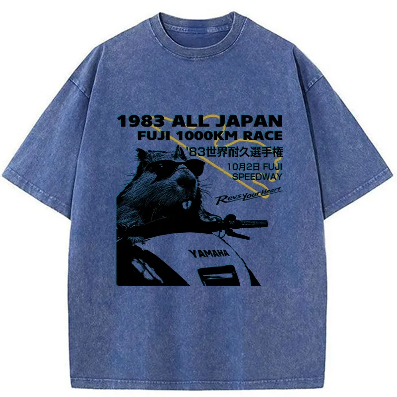 Tokyo-Tiger Funny Racing Beaver Washed T-Shirt