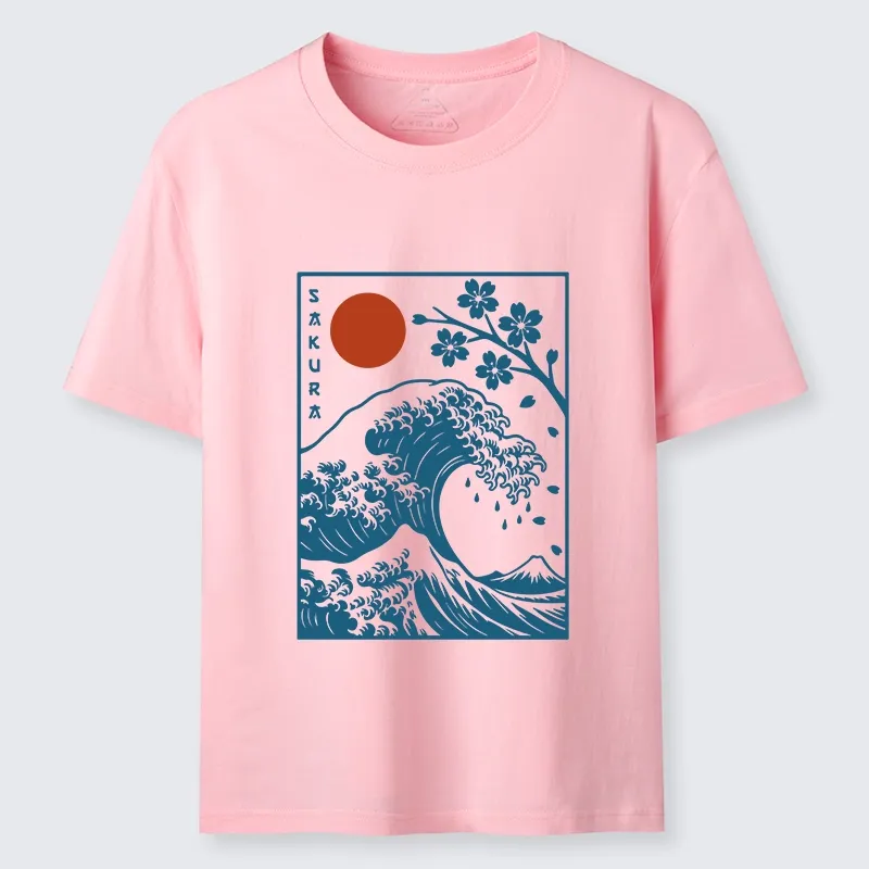 Tokyo-Tiger Japanese The Great Wave And Sakura Classic T-Shirt