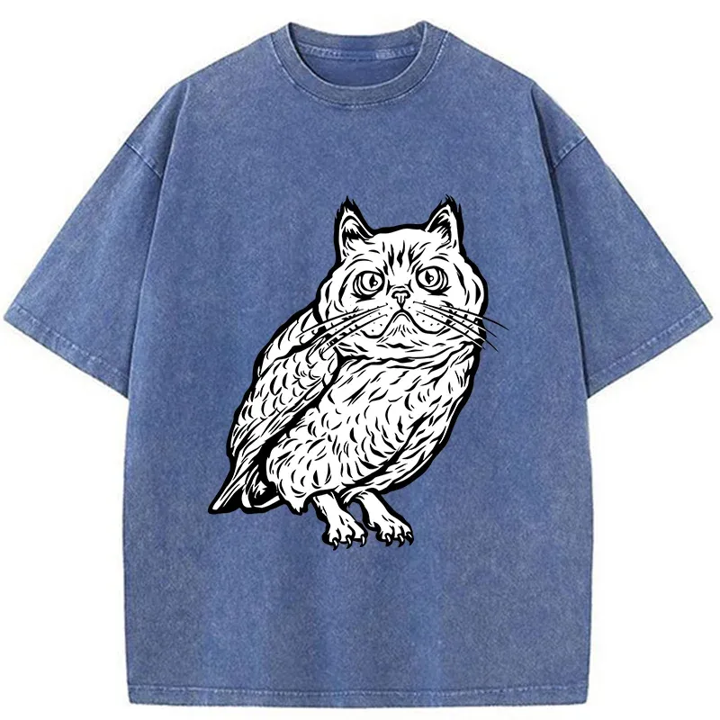 Tokyo-Tiger Cute Japanese Owl Washed T-Shirt