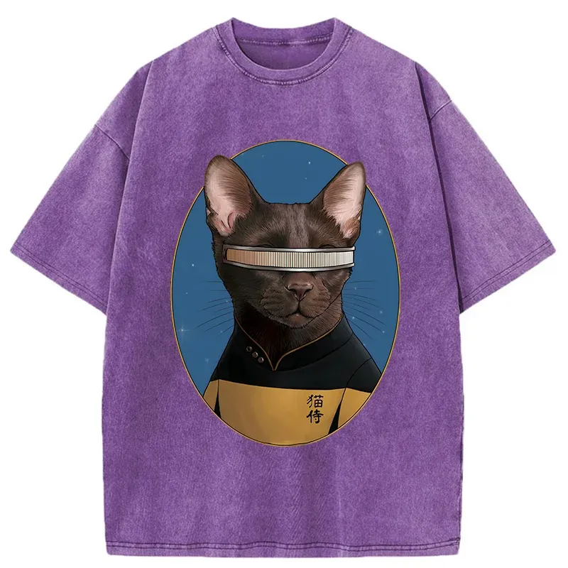 Tokyo-Tiger Star Cat Waiter Washed T-Shirt
