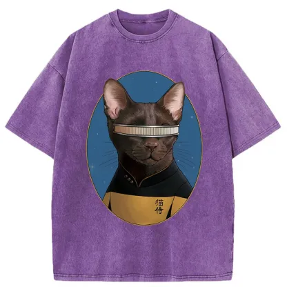 Tokyo-Tiger Star Cat Waiter Washed T-Shirt