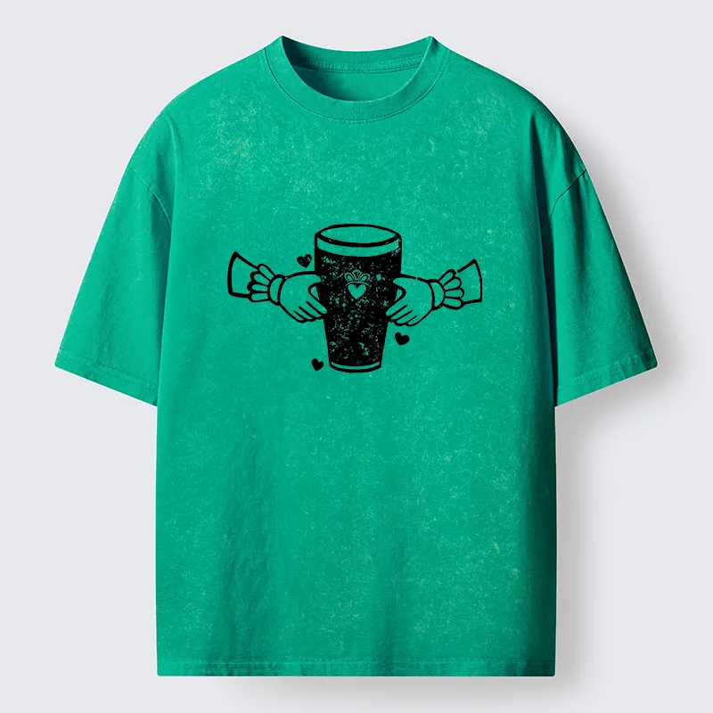 Tokyo-Tiger Drinking Together Washed T-Shirt