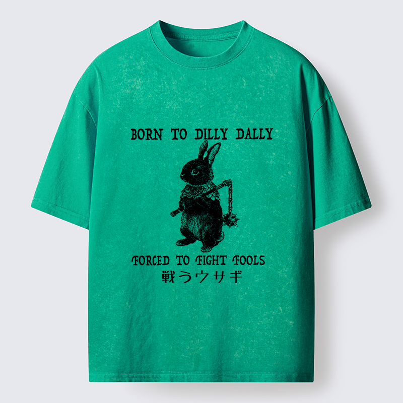 Tokyo-Tiger Fighting Rabbits Washed T-Shirt