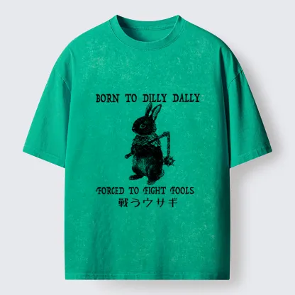 Tokyo-Tiger Fighting Rabbits Washed T-Shirt