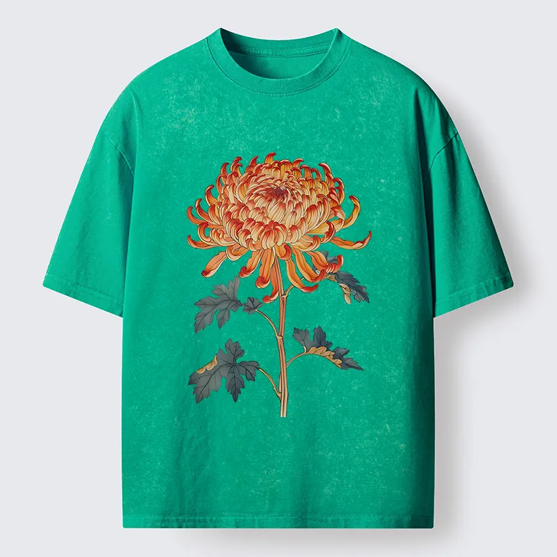 Tokyo-Tiger Japanese Chrysanthemum Washed T-Shirt