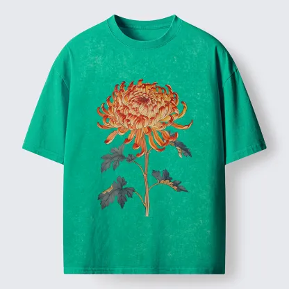 Tokyo-Tiger Japanese Chrysanthemum Washed T-Shirt