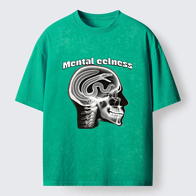 Tokyo-Tiger Mental Eelness Funny Washed T-Shirt