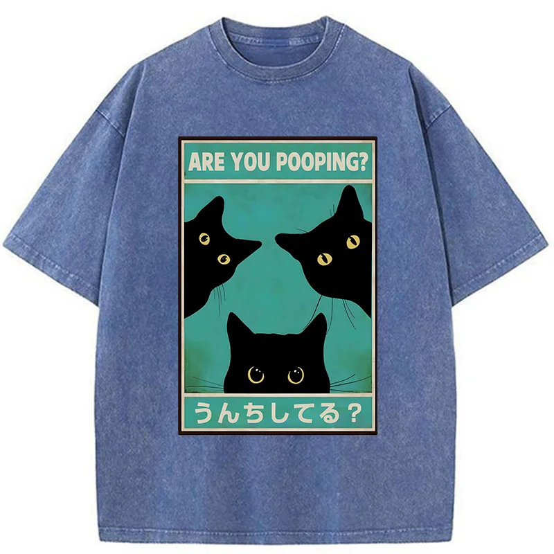 Tokyo-Tiger Cats Watching You Poop Washed T-Shirt