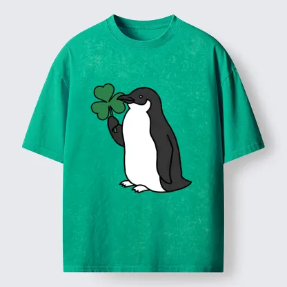 Tokyo-Tiger Penguins And Clover Washed T-Shirt