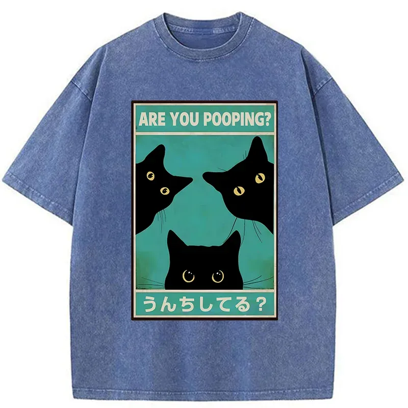 Tokyo-Tiger Cats Watching You Poop Washed T-Shirt