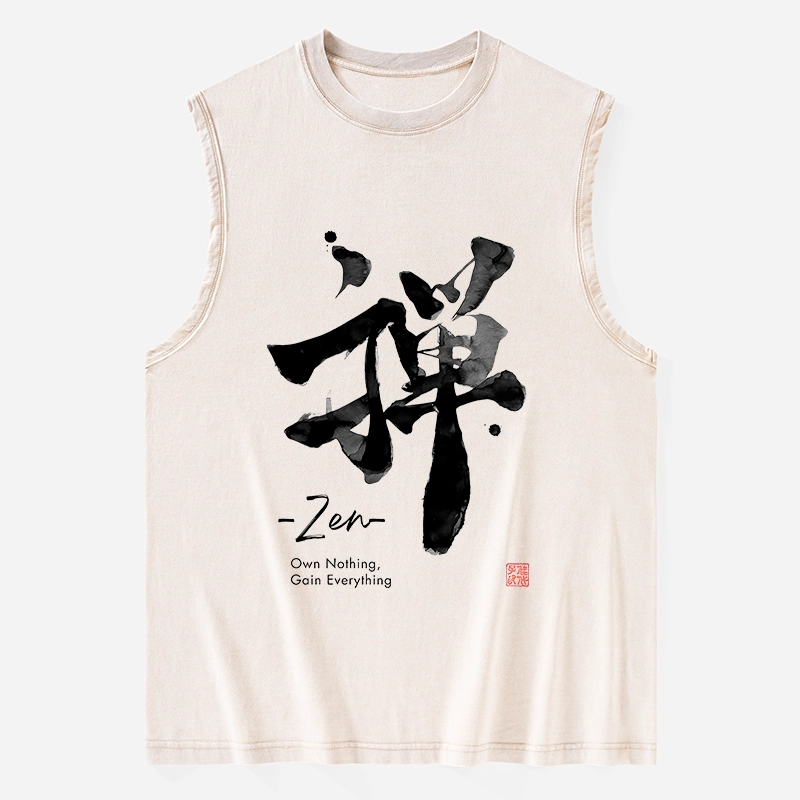 Tokyo-Tiger Zen Texts Washed Tank
