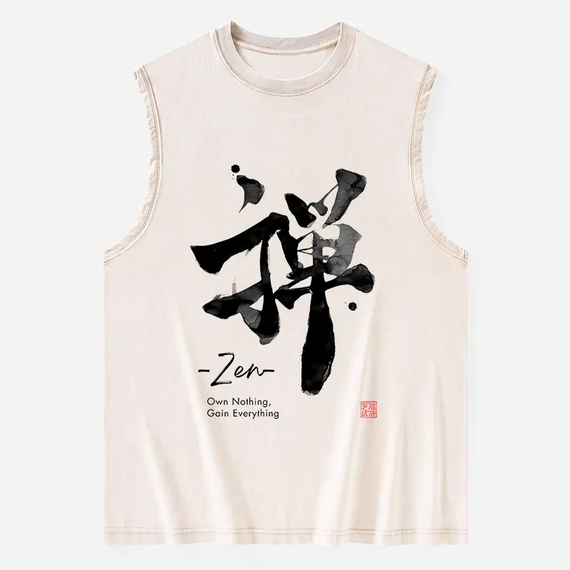 Tokyo-Tiger Zen Texts Washed Tank Sale