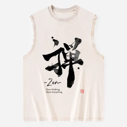 Tokyo-Tiger Zen Texts Washed Tank