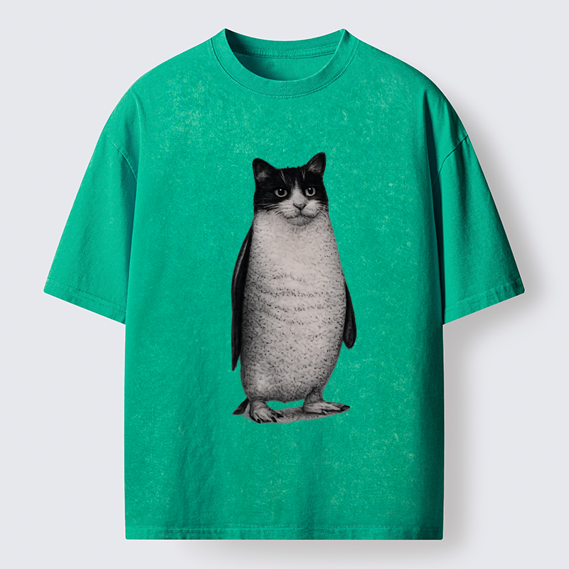 Tokyo-Tiger Penguin Cat Washed T-Shirt