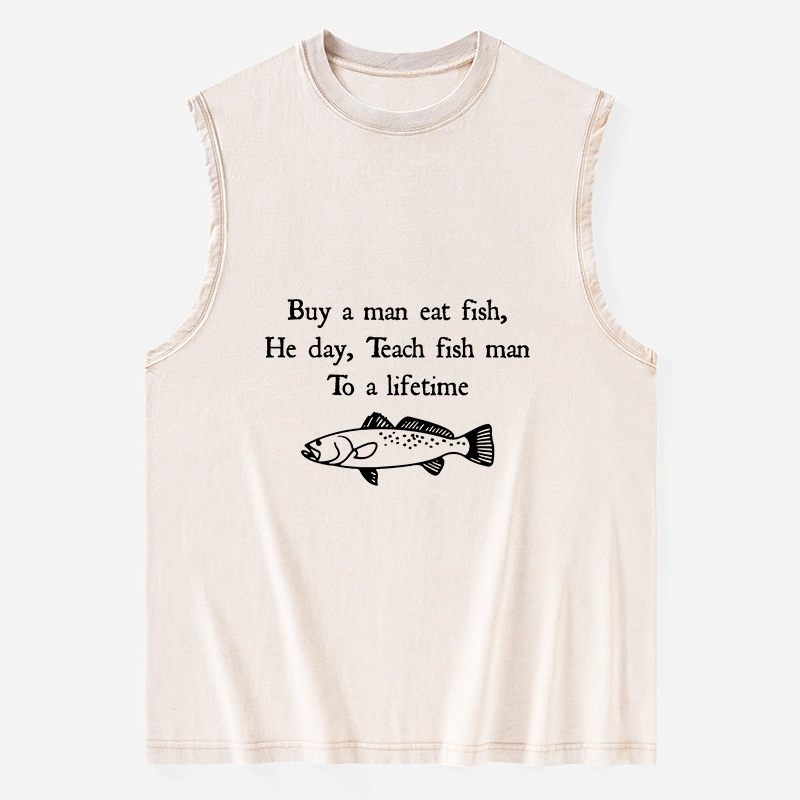 Tokyo-Tiger Man Eat Fish Meme Washed Tank