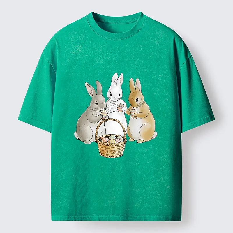 Tokyo-Tiger Rabbit Decorating Eggs Washed T-Shirt