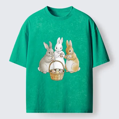 Tokyo-Tiger Rabbit Decorating Eggs Washed T-Shirt