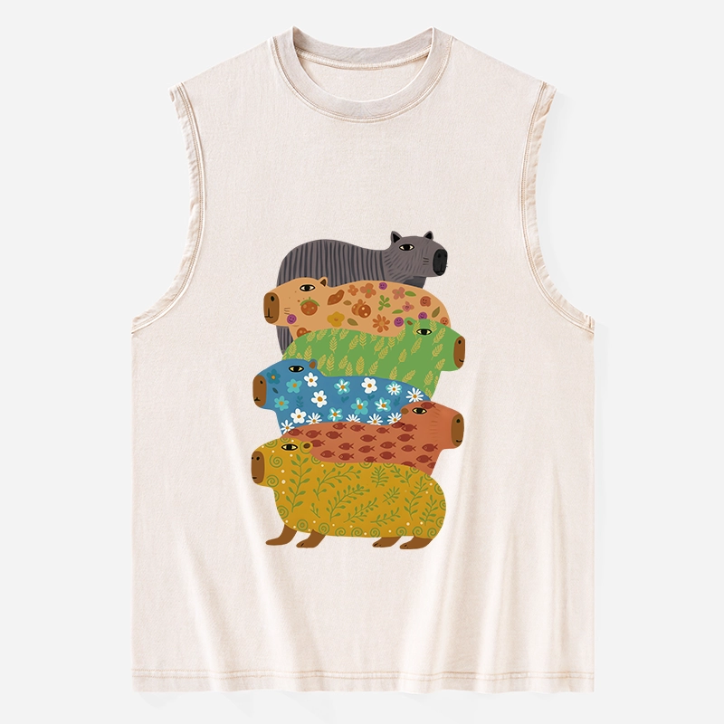 Tokyo-Tiger Colorful Capybaras Washed Tank