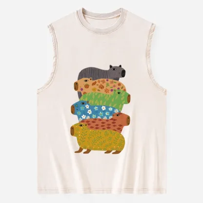 Tokyo-Tiger Colorful Capybaras Washed Tank