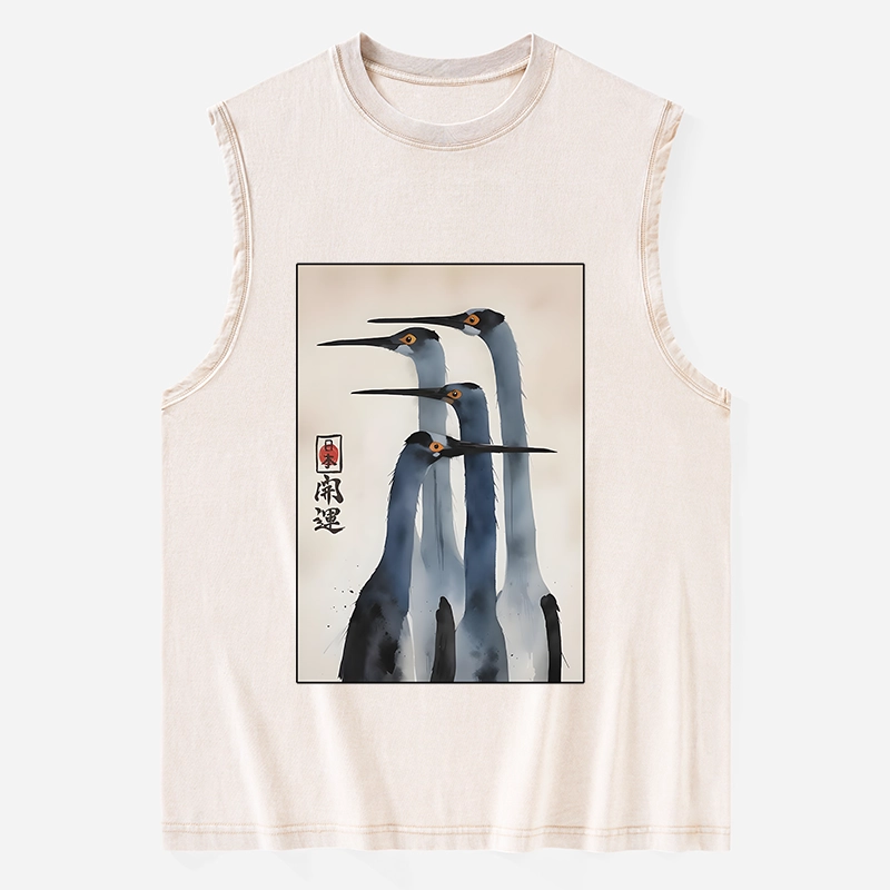 Tokyo-Tiger Retro Sandhill Crane Washed Tank