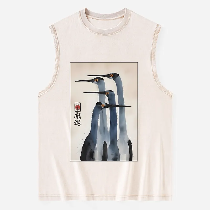 Tokyo-Tiger Retro Sandhill Crane Washed Tank