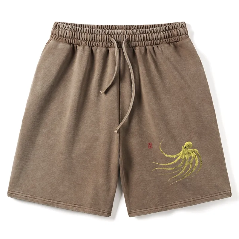 Tokyo-Tiger Retro Octopus Japanese Washed Shorts