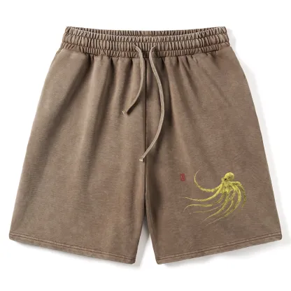 Tokyo-Tiger Retro Octopus Japanese Washed Shorts