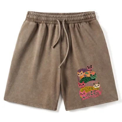 Tokyo-Tiger Colorful Cats Washed Shorts