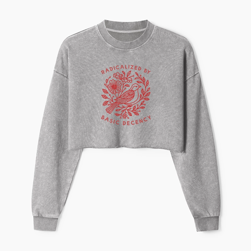 Tokyo-Tiger Pigeon That Was Moved Washed Crop Sweatshirt
