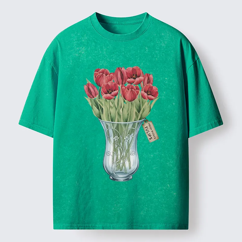 Tokyo-Tiger A Bunch Of Tulips Washed T-Shirt