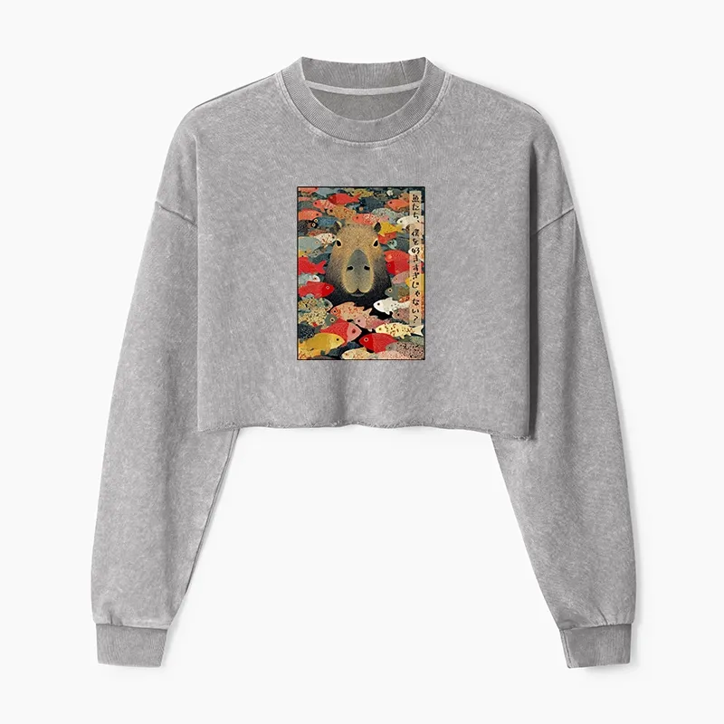 Tokyo-Tiger Am I Too Lovable? Washed Crop Sweatshirt