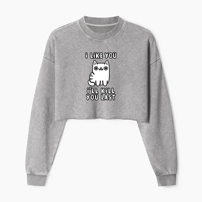 Tokyo-Tiger Cats And Humans Have A Love-hate Relationship Washed Crop Sweatshirt