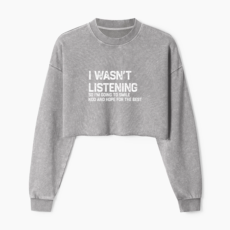 Tokyo-Tiger Indifferent To Everything Washed Crop Sweatshirt