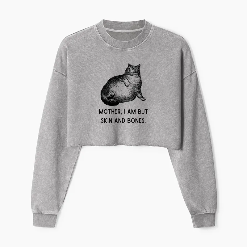 Tokyo-Tiger Skin & Bones Cat Washed Crop Sweatshirt