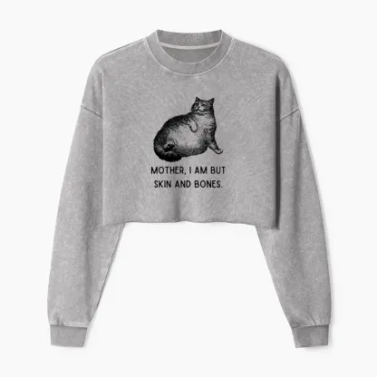 Tokyo-Tiger Skin & Bones Cat Washed Crop Sweatshirt