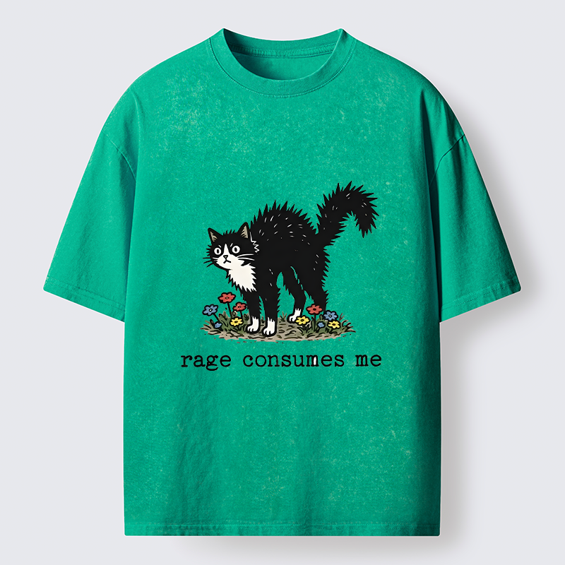 Tokyo-Tiger Angry Tuxedo Cat Washed T-Shirt