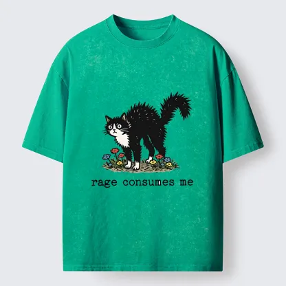 Tokyo-Tiger Angry Tuxedo Cat Washed T-Shirt