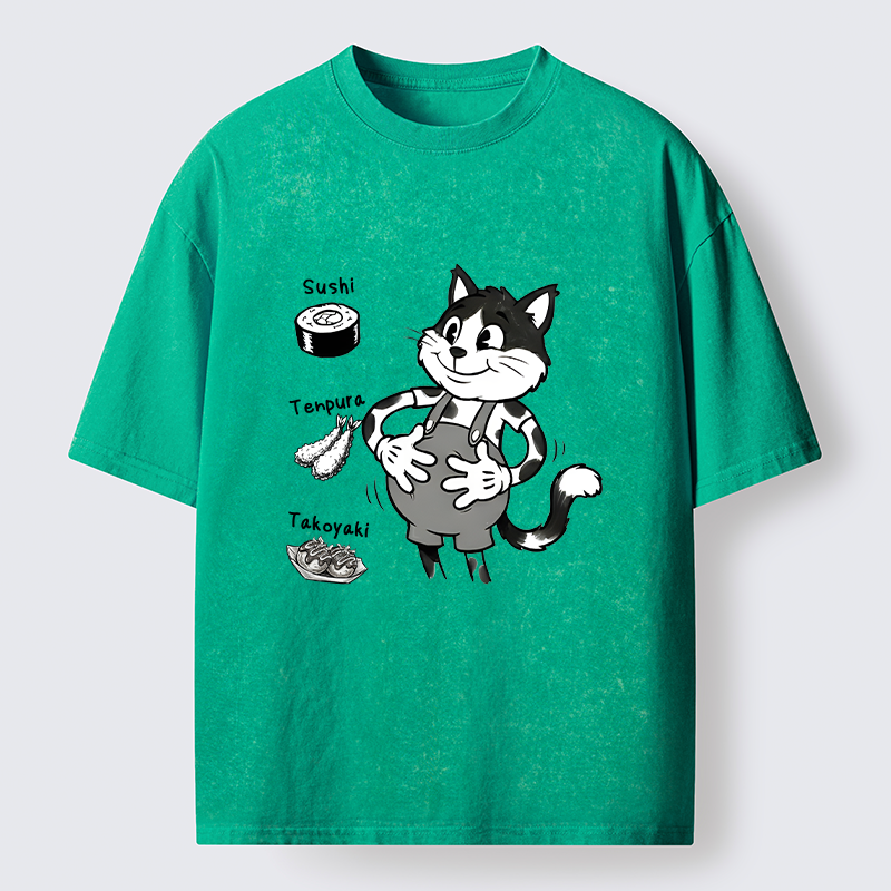 Tokyo-Tiger Cute Cat That's Full Washed T-Shirt