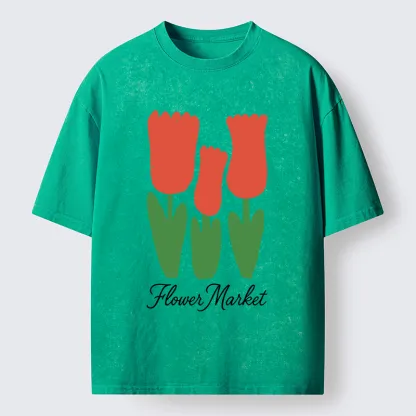 Tokyo-Tiger Easter Tulips Washed T-Shirt