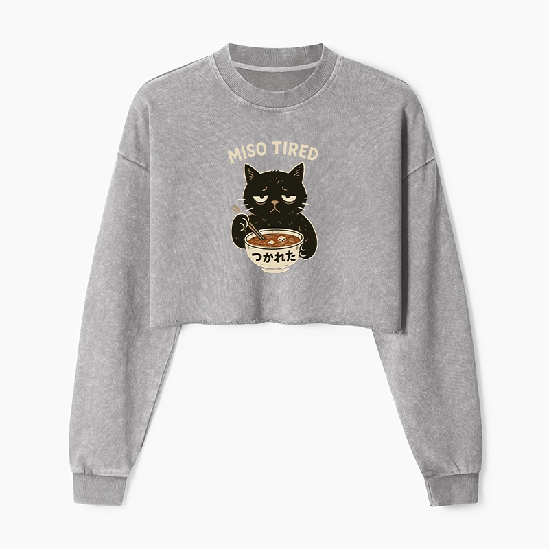 Tokyo-Tiger I’m So Tired Washed Crop Sweatshirt