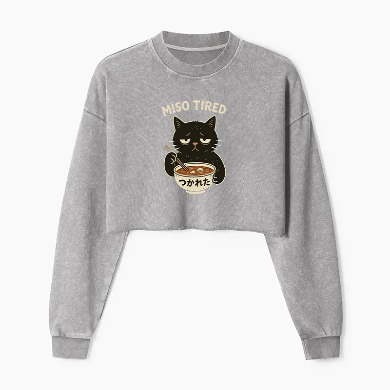 Tokyo-Tiger I’m So Tired Washed Crop Sweatshirt