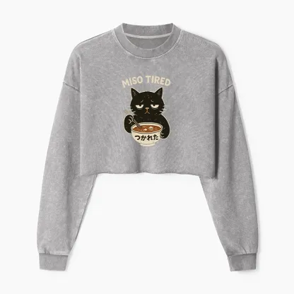 Tokyo-Tiger I’m So Tired Washed Crop Sweatshirt
